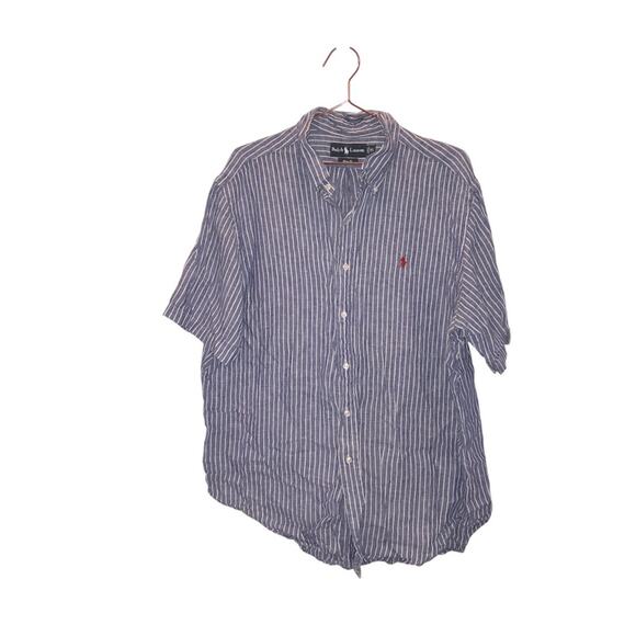 Ralph Lauren Linen Striped Button Down Shirt - Size XL - Picture 1 of 6